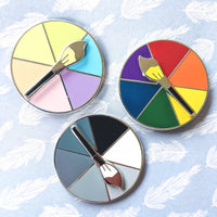 Grey Gray Scale Paintbrush Paint Brush Palette Colour Spinner Picker - 1.5" Enamel Pin Lapel Metal Badge