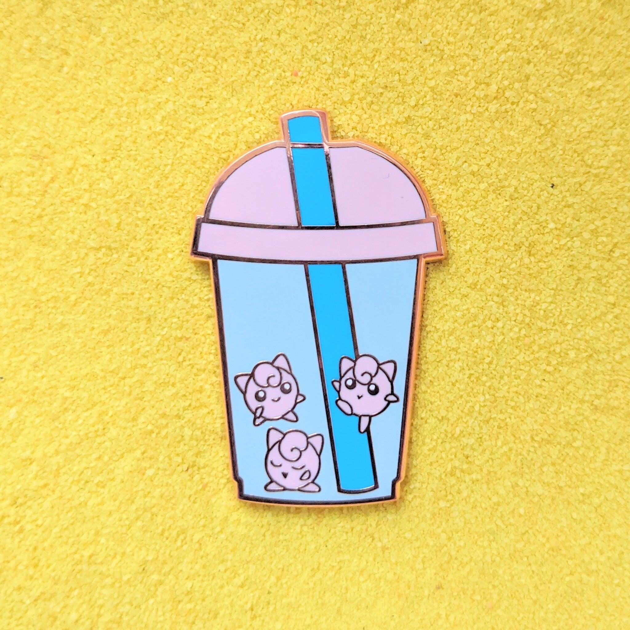 JigglyPuff Bubble Boba Milk Tea - 1.5" Enamel Pin Lapel Metal Badge