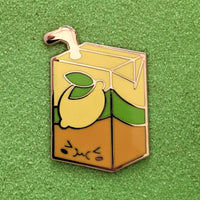 Lemon Tea Juice Box - 1.5" Enamel Pin Lapel Metal Badge