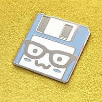 Nerd Glasses Save Icon Computer Floppy Disk Purple and Black - 1.5" Enamel Pin Lapel Metal Badge