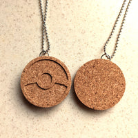 Pokeball Corkboard Enamel Pin 2" Pendant Display with ball Chain Necklace or Keychain
