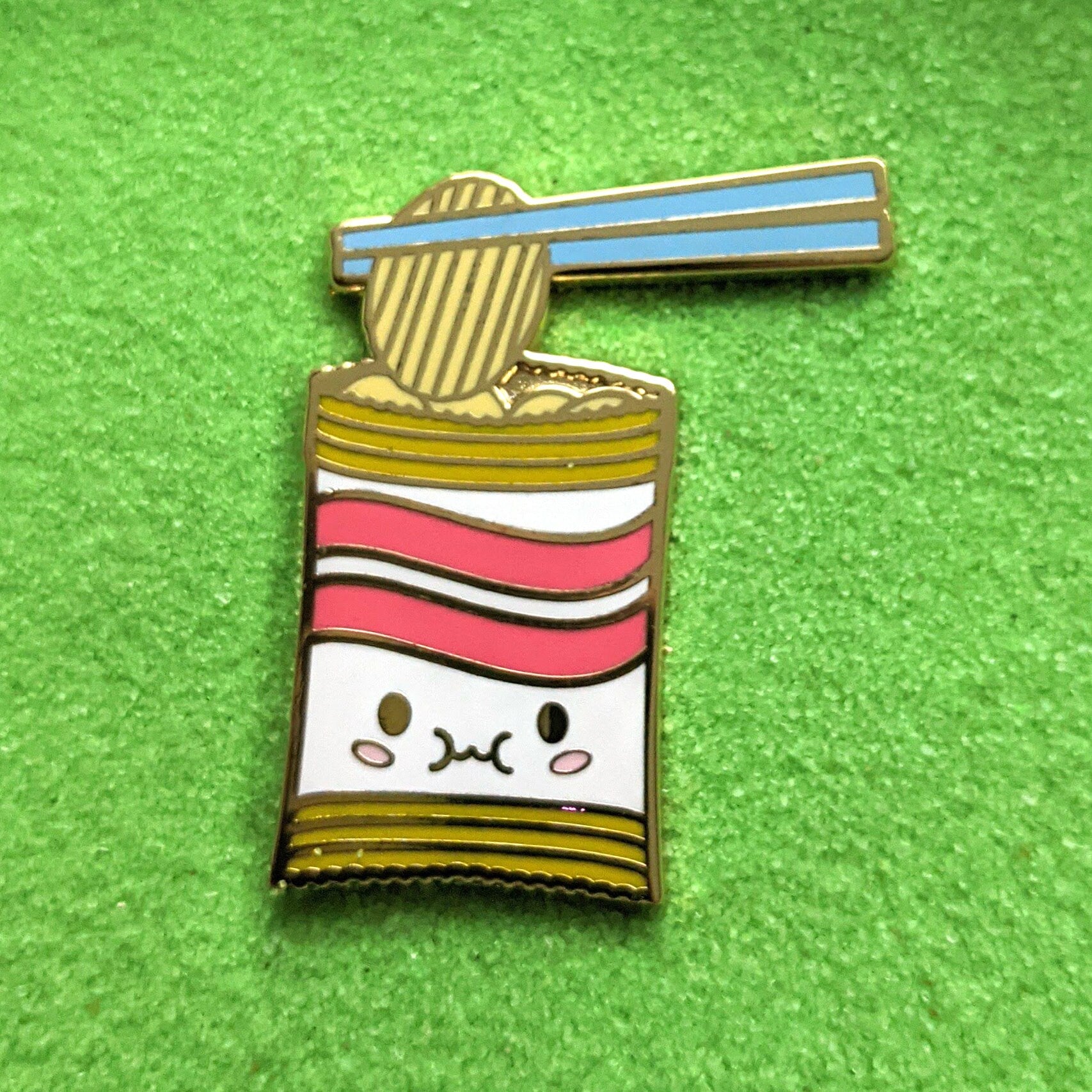 Potato Chips and Chopsticks - 1.5" Enamel Pin Lapel Metal Badge