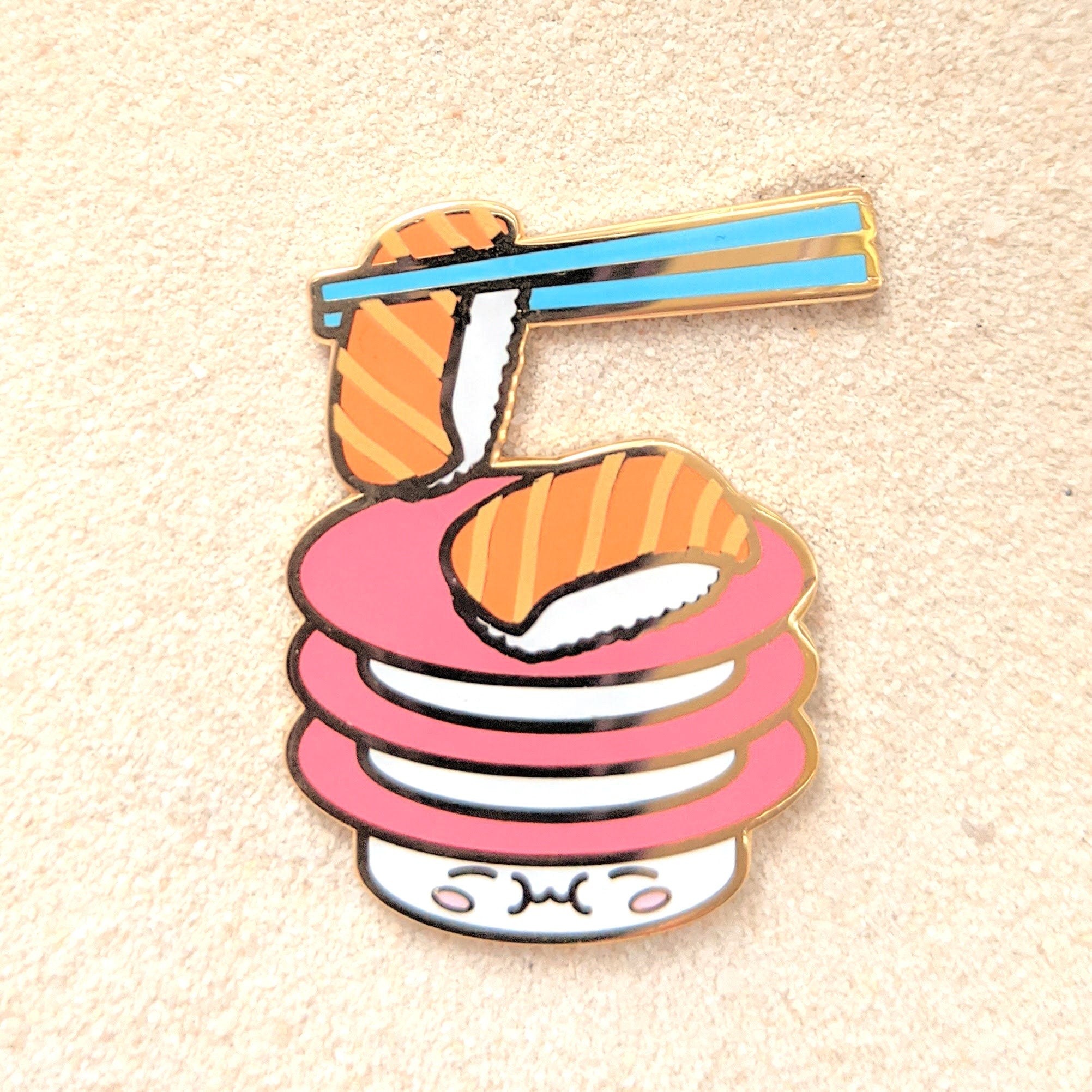 Salmon Nigiri Sushi - 1.5" Enamel Pin Lapel Metal Badge