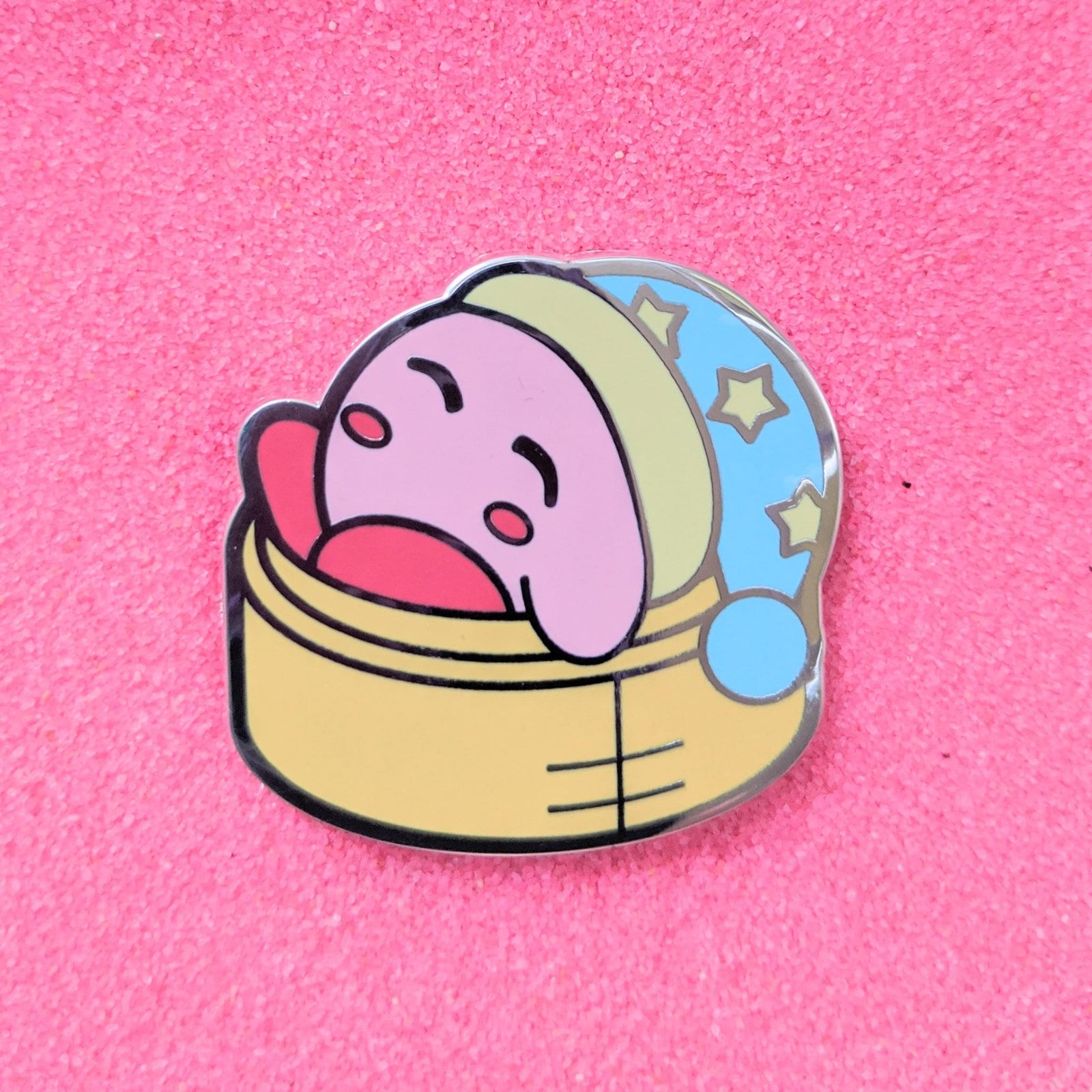 Sleeping Kirby DimSum - 1.5" Enamel Pin Lapel Metal Badge