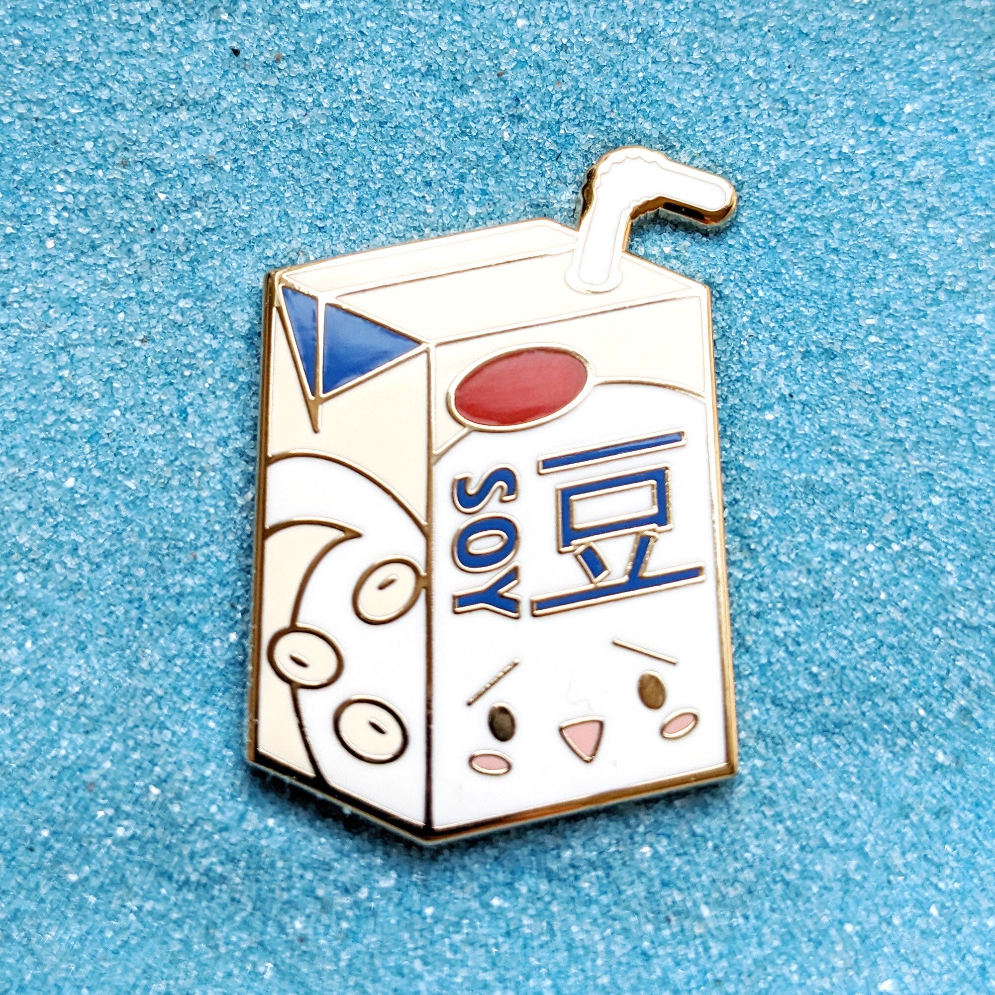 Soy Milk Box - 1.5" Enamel Pin Lapel Metal Badge