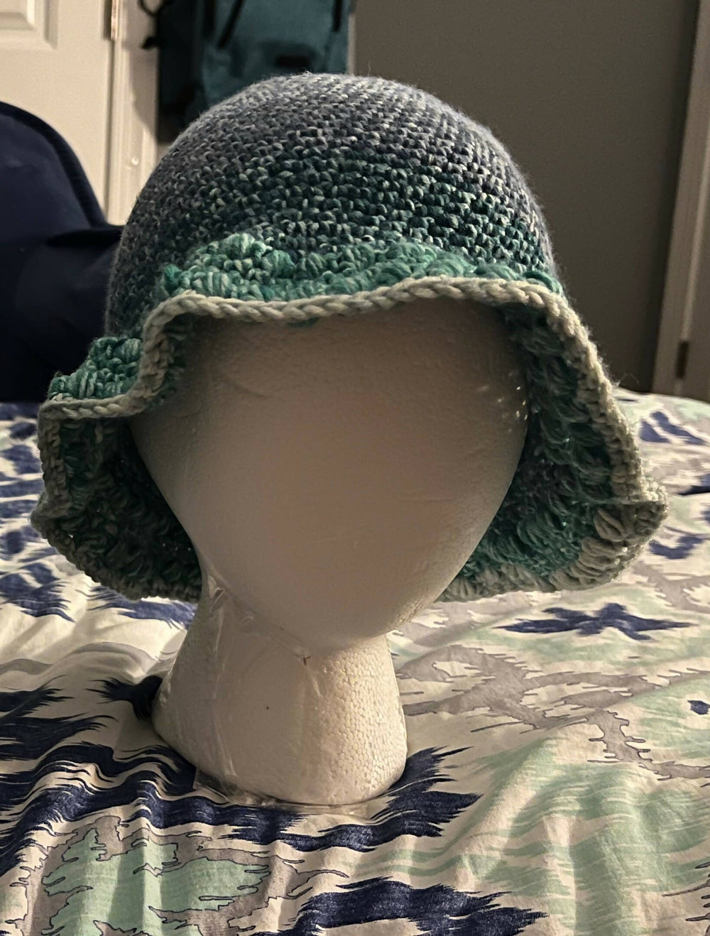 Ombre Teal Crochet Bucket Hat