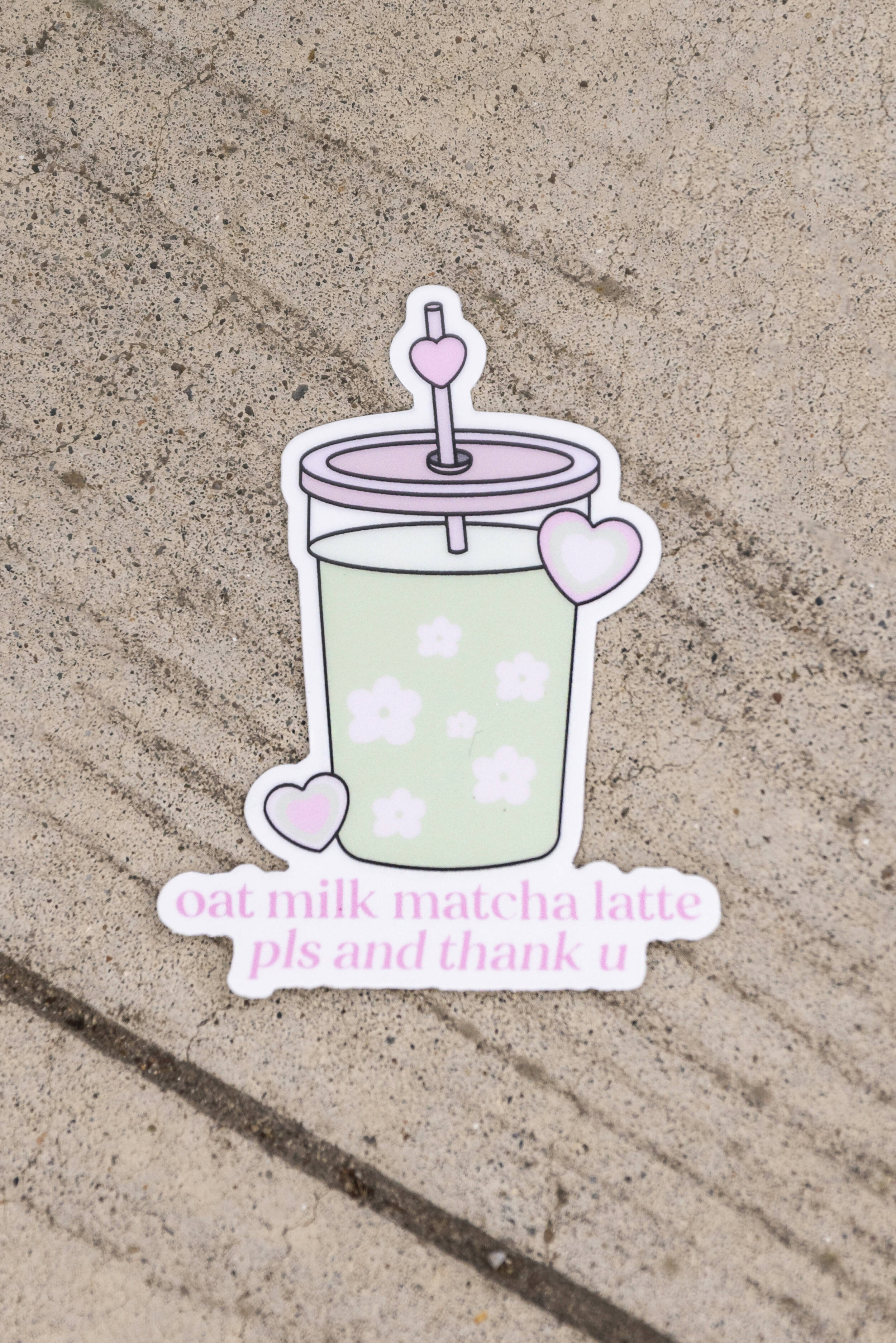 Matcha Oat Milk Latte Sticker | Waterproof Weatherproof Water bottle Laptop Vinyl Matcha Drink Oat Milk Latte Pls and Thank You Sticker