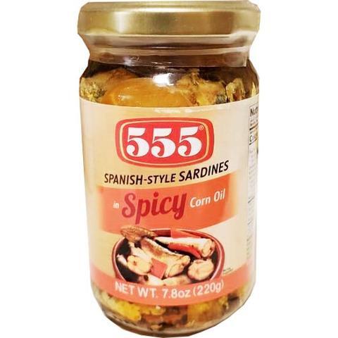 555 Bottled Spanish Style Sardines Extra Spicy in Corn Oil