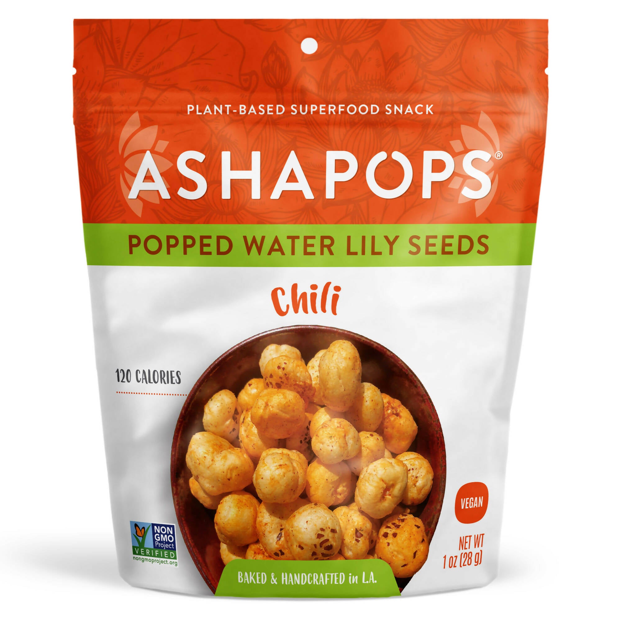 AshaPops Popped Water Lily Seeds Chili 1 oz (4 pack)