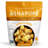 AshaPops Popped Water Lily Seeds Turmeric Garlic 1 oz (4 pack)