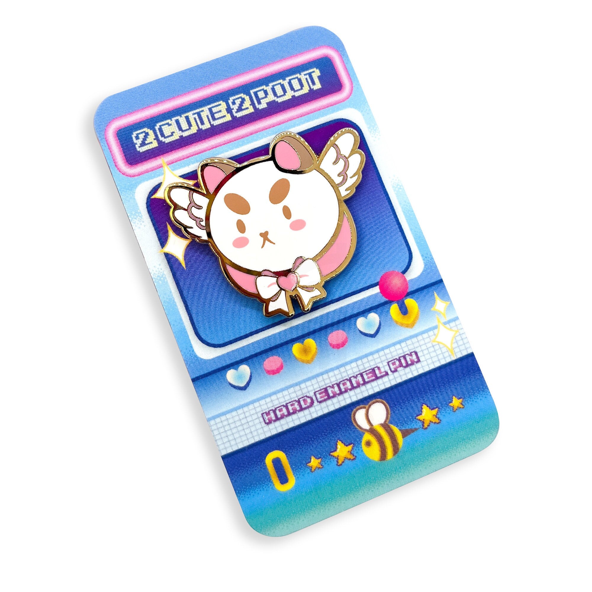 3 PIN BUNDLE - Cute Bee and Puppycat and Tempbot  Hard Enamel Gold Lapel Locking Clutches with FREE STICKERs Kawaii Cartoon Fanart by Dokino