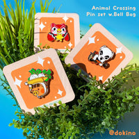Animal Crossing 3 Pin Set w. Bell Bag - Celeste KK Slider Daisy Mae ACNH Hard Enamel Pins + Velvet Bell Bag + Sticker Switch Game Fanart