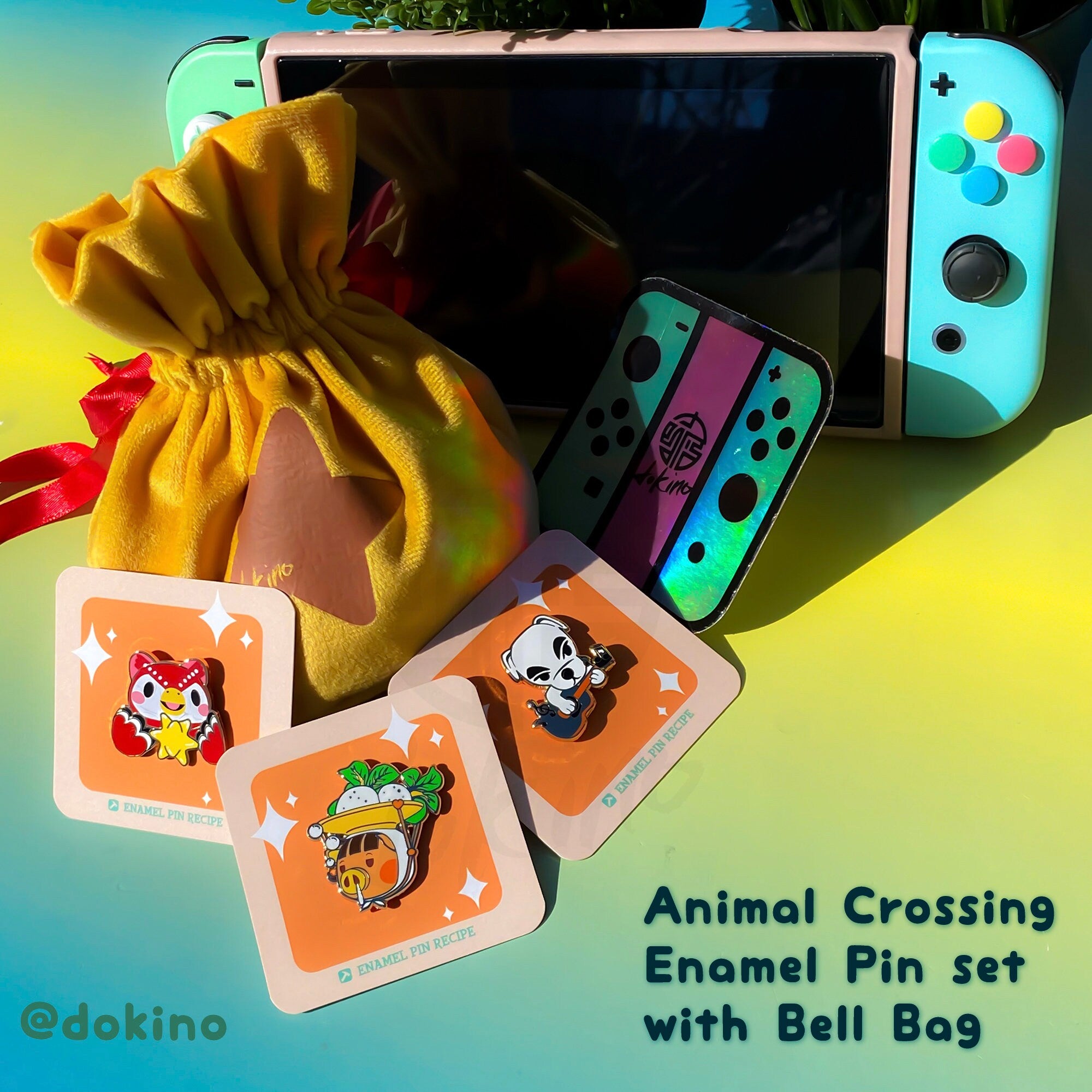 Animal Crossing Gift Set w. Bell Bag - Celeste KK Slider Daisy Mae ACNH Hard Enamel Pins + Christmas Gift + Sticker Switch Game Fanart