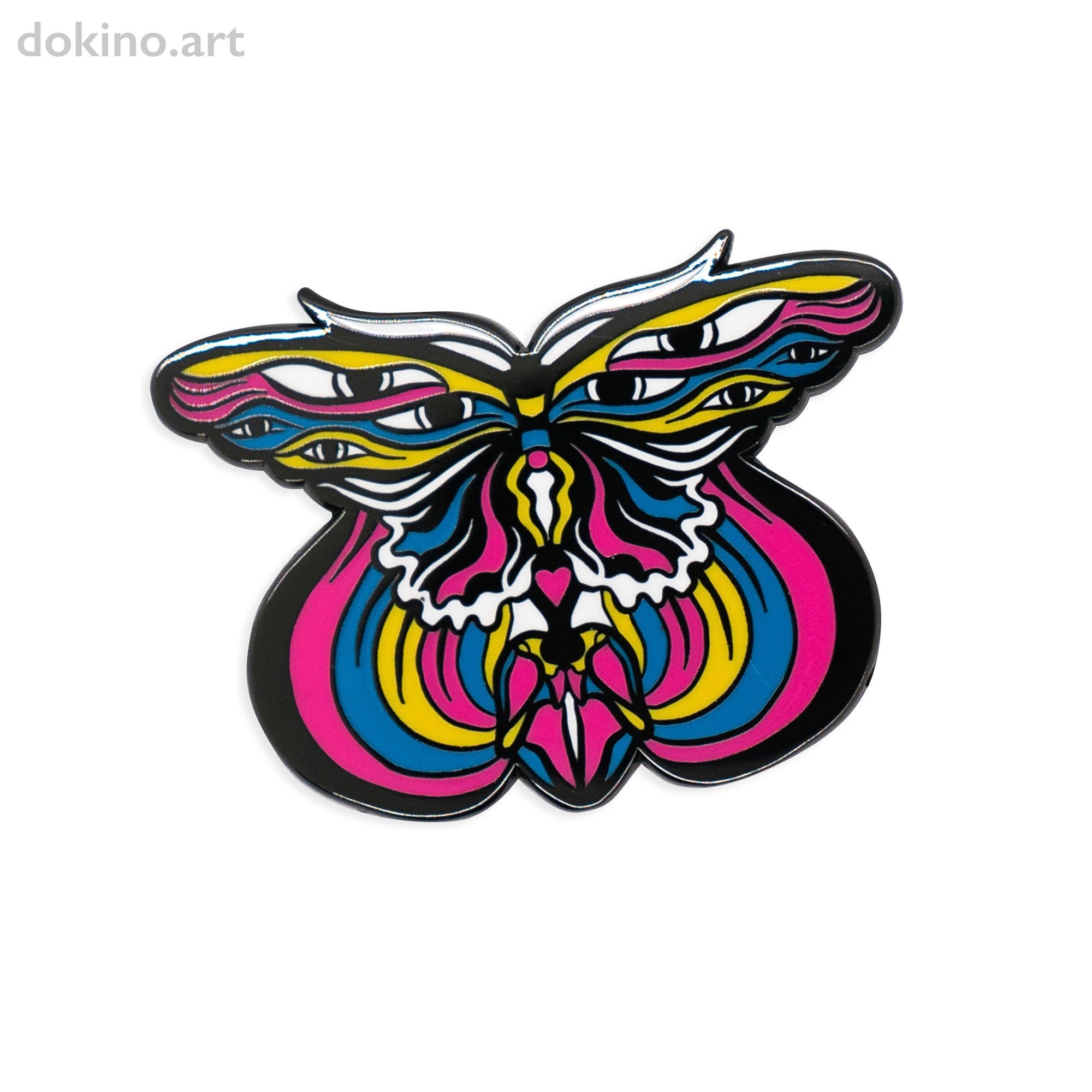 Butterfly Eyes Colorful Neon Hard Enamel Pin Beautiful Shiny Botanical Abstract Design