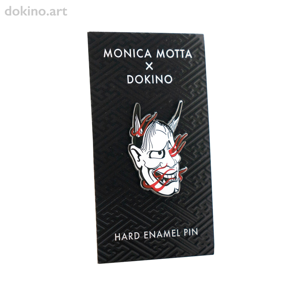 DEMON - Japanese Tattoo Pin - Limited Edition Collaboration Monica Motta x Dokino - Demon Mask Tattoo Design - Feminine Ink