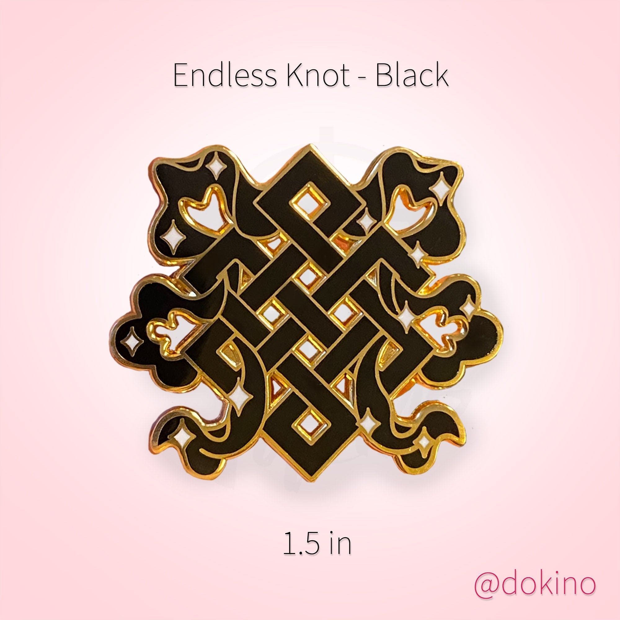 Modern Endless Knot PINK BLACK Infinity Hard Enamel Pin Beautiful Gold Asian Mongolian Buddhist Symbol Lapel Charm Gift Samsara Decorative
