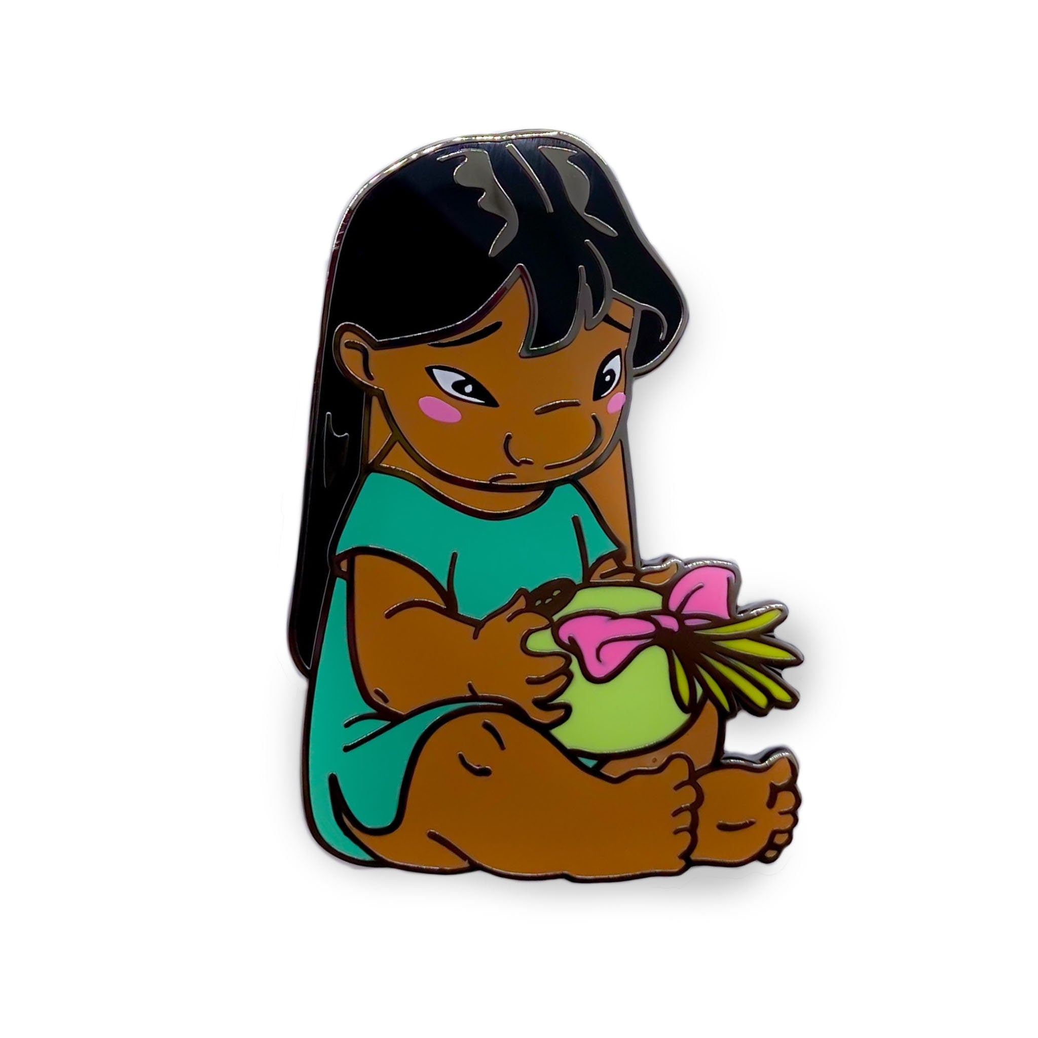 Sad Baby LILO with Scrump - Fanart Lilo and Stitch Cute Hawaiian Brown Black Girl Hard Enamel Lapel Pin Kawaii Hawaii Ohana Cartoon