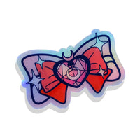 SAILOR CHIBI MOON Cute Bow Holographic Vinyl Waterproof Sticker - Sailor Guardians Classic Kawaii Anime Usagi Tsukino Crystal Compact