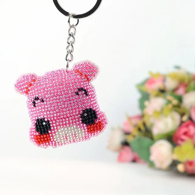 Pig Candycross Cartoon Bead Keyring DIY Embroidery Kit