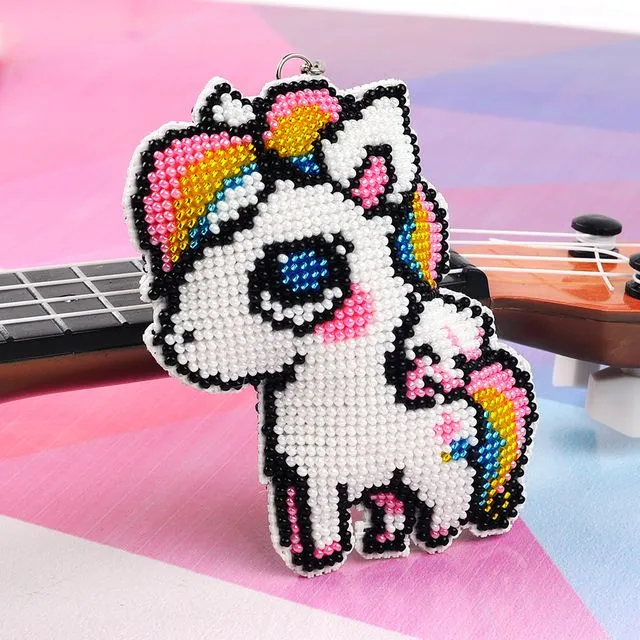 Unicorn Candycross Cartoon Bead Keyring DIY Embroidery Kit