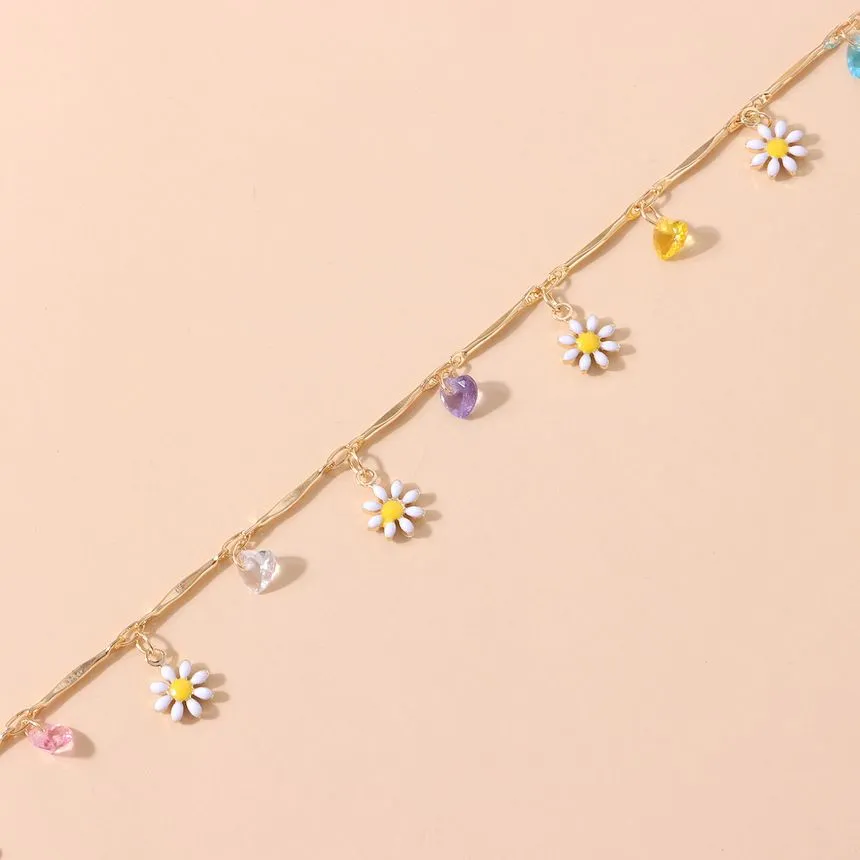 YASIN Flower and Faux Crystal Choker