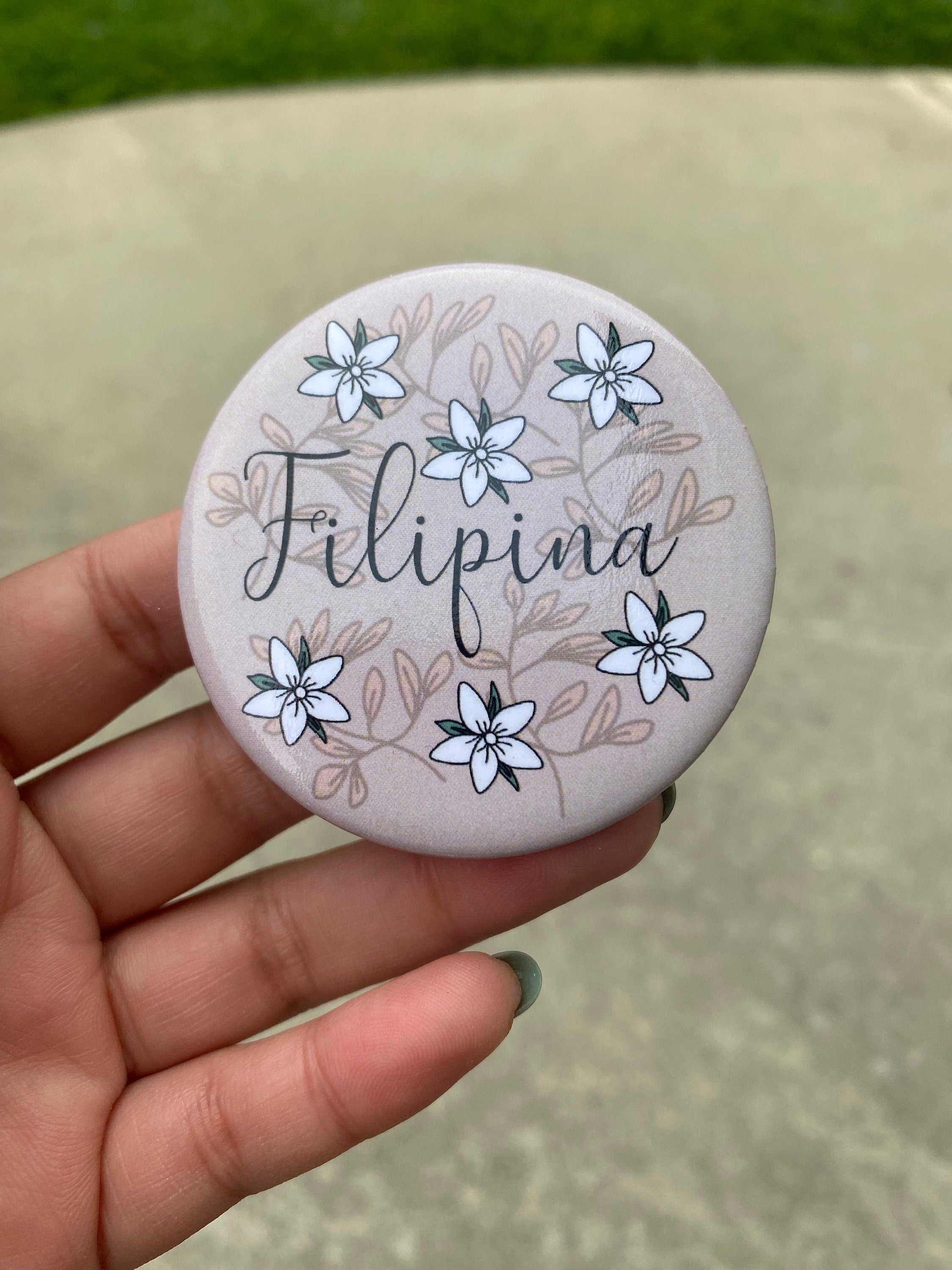 Mie Makes Filipina Button, Round Filipina Button, Button Pins, Sampaguita Buttons, Filipino