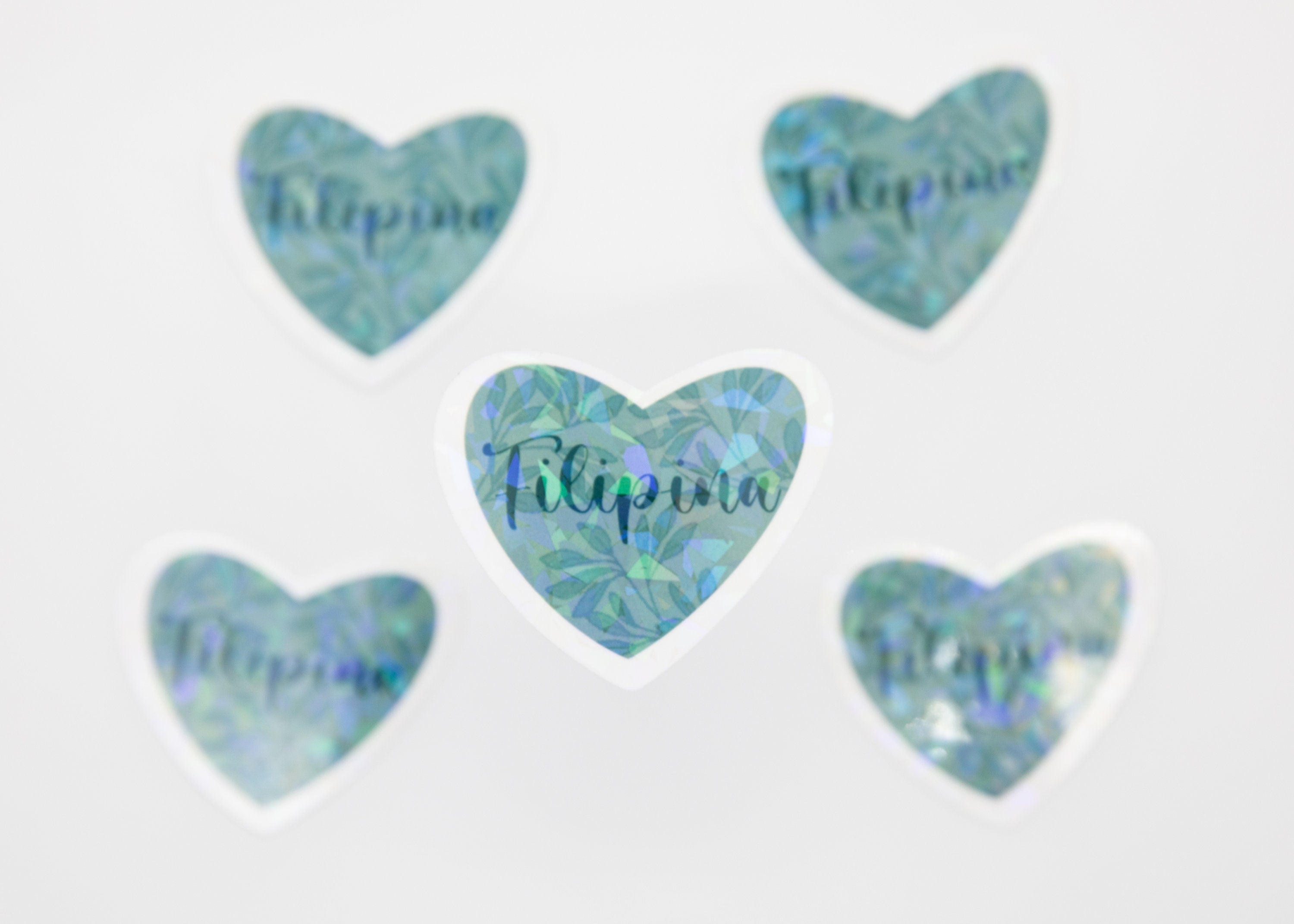 Mie Makes Filipina Sticker, Filipina Heart Sticker, Filipina Green/Sage Sticker, Gem Pattern Sticker, Waterproof Sticker, Green Filipina Sticker