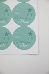 Mie Makes Filipino Christmas Gift Label Sticker Sheet of 20, Maligayang Pasko