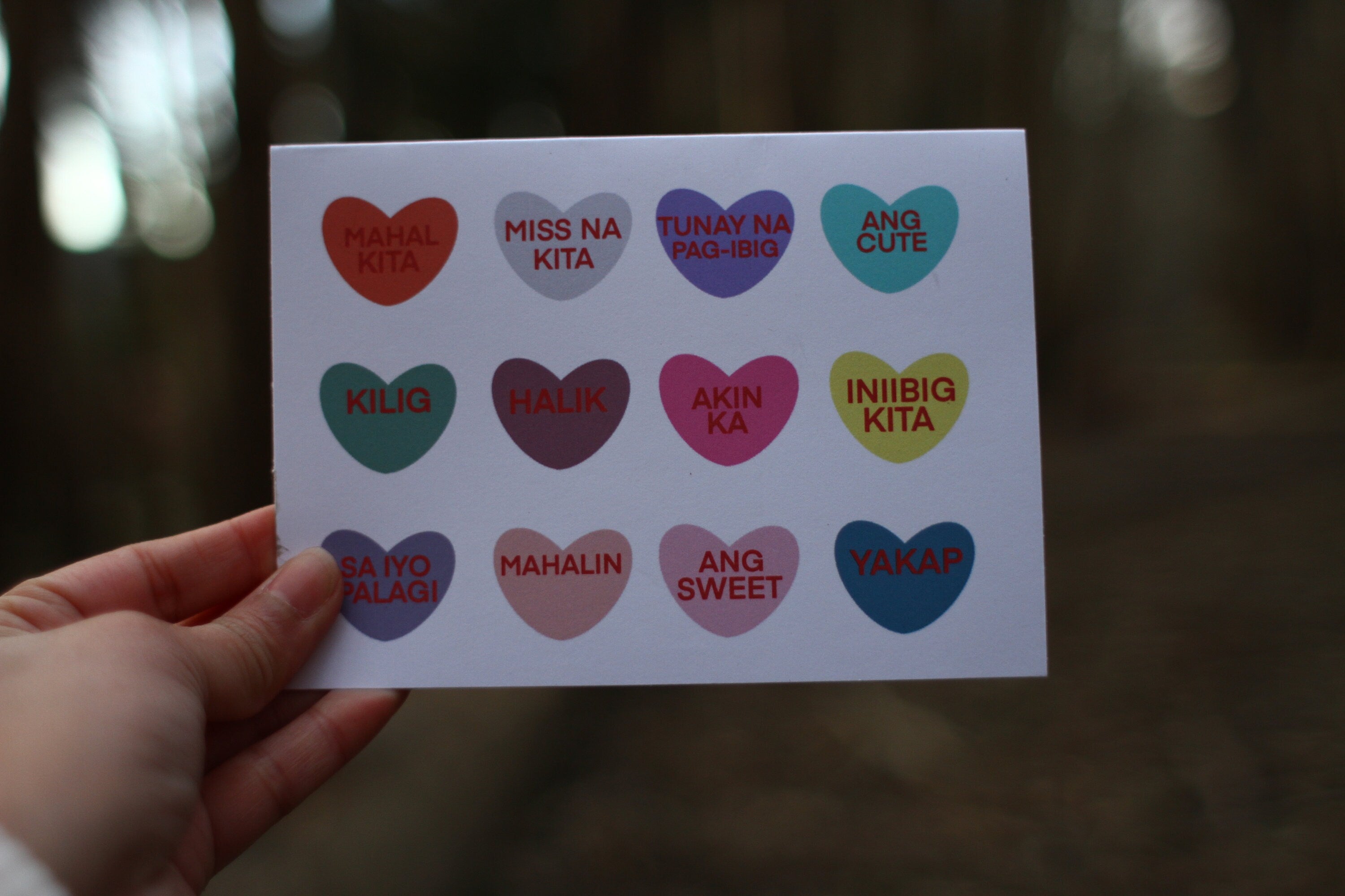 Mie Makes Filipino Sayings Greeting Card, Homemade Card, Filipino Love Phrases, Mahal Kita, Valentine's Day Card, Conversation Hearts, Tagalog, Love