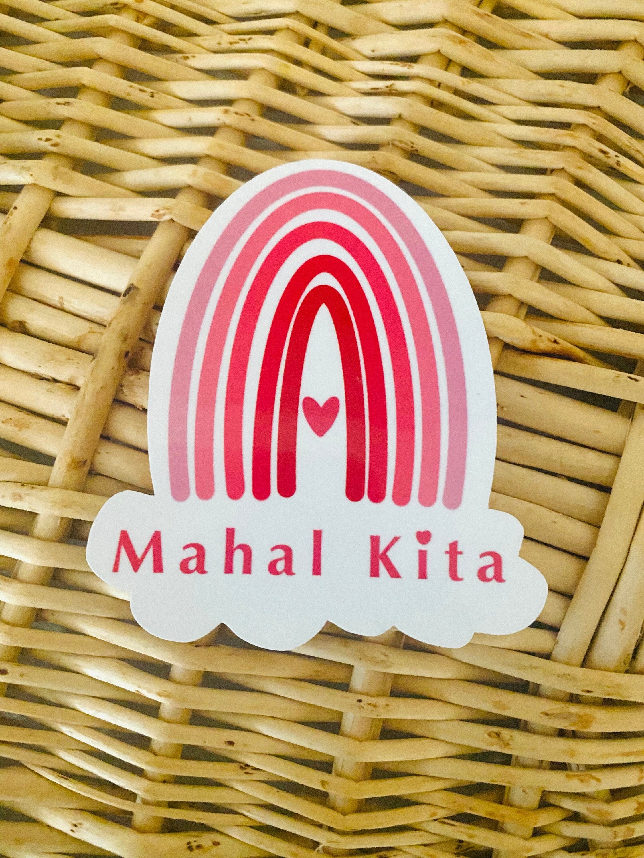 Mie Makes Mahal Kita Sticker, Rainbow Sticker, Filipino Sticker, Valentine's Day Sticker, Sticker for Her, Heart Sticker, Filipina, Red Rainbow, Pinay