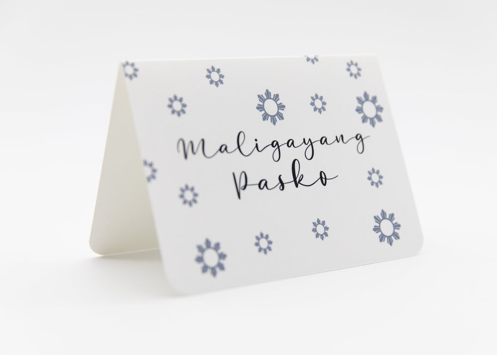 Mie Makes Maligayang Pasko Card, Holiday Card, Homemade Card, Filipino Sun Snowflakes, Merry Christmas Greeting Cards, Filipino, Philippines, Snowing