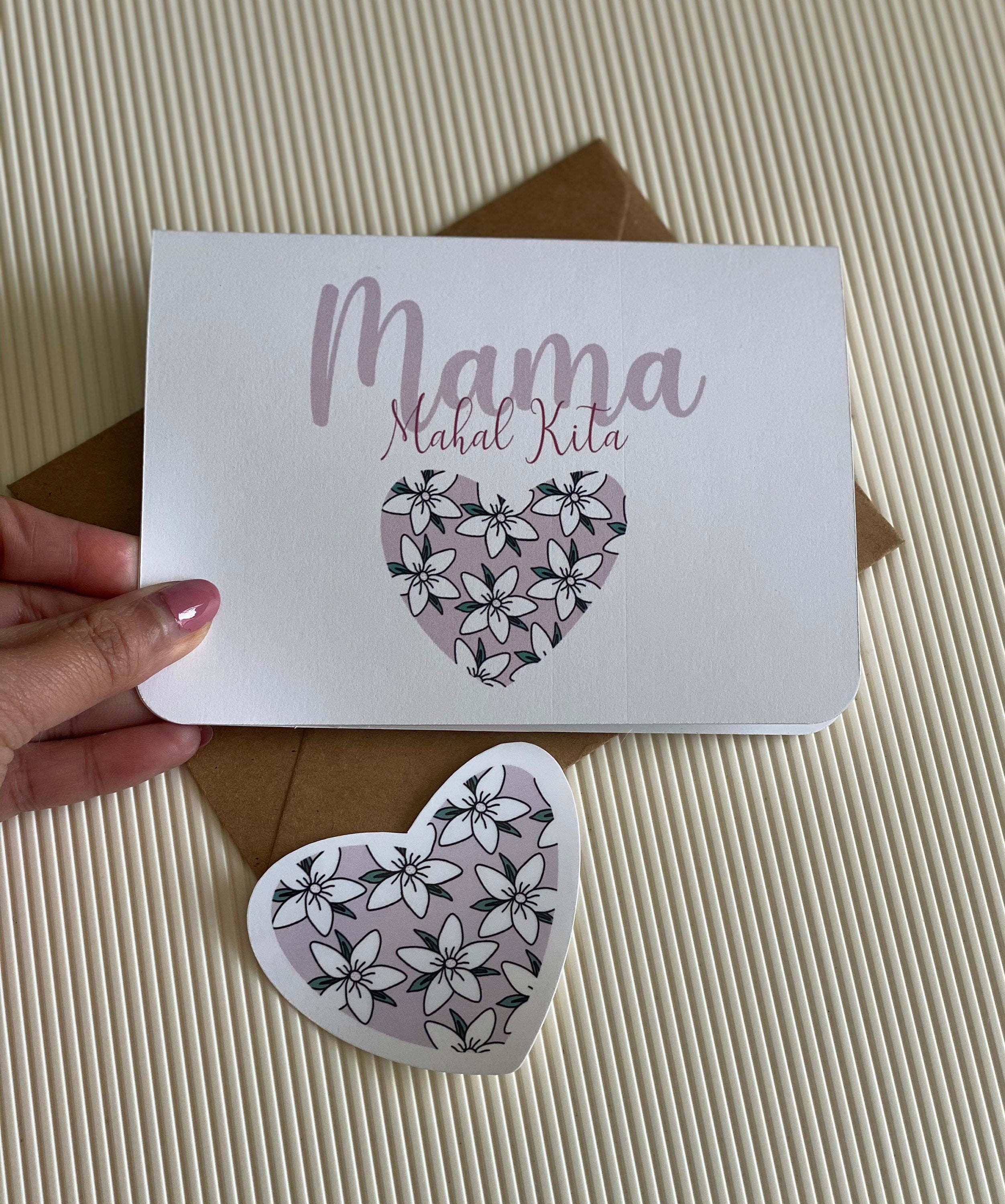 Mie Makes Mother's Day Card, Mama I love you, Mama Mahal Kita, Mama Gihigugma Tika, Tagalog, Bisaya, Homemade Greeting Card, Sampaguitas, Filipino