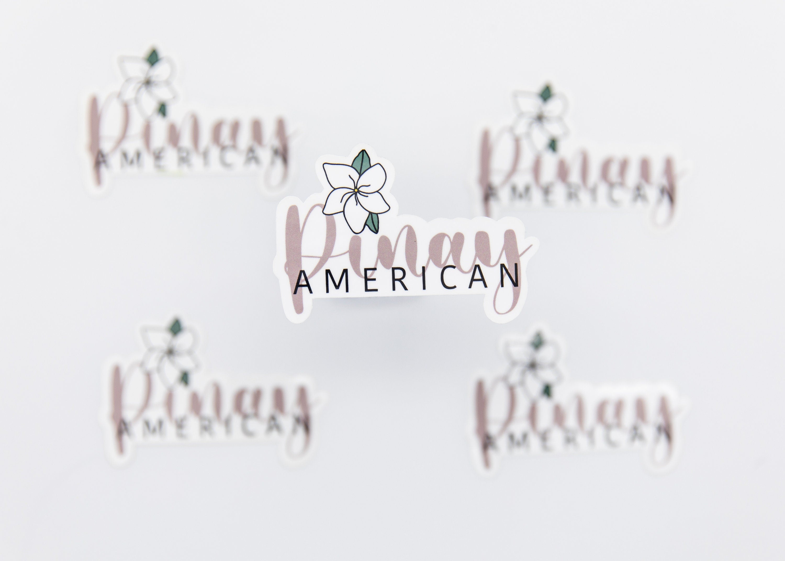 Mie Makes Pinay American Sticker, Filipino Sticker, Pinay Sticker, Filipina Sticker, Filipina American, Sampaguita Flower, Philippines, Filipina