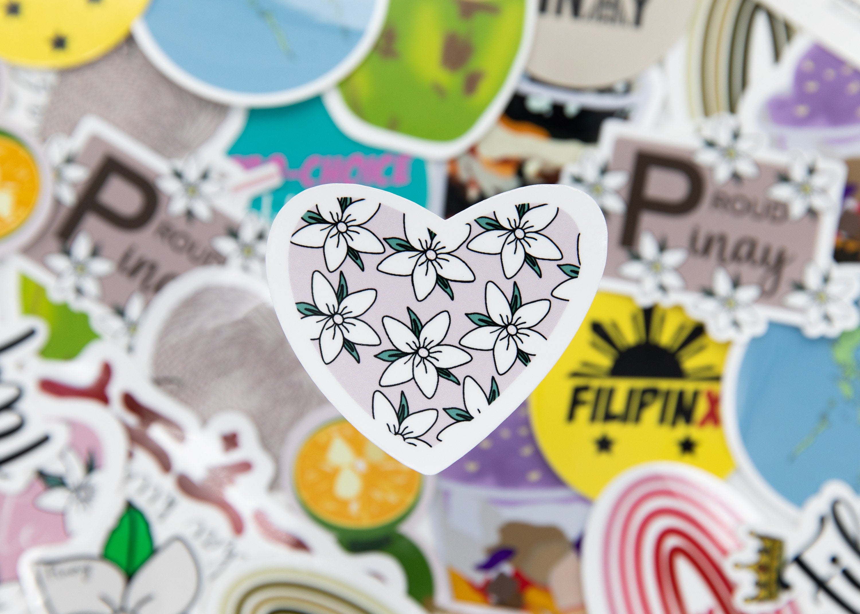 Mie Makes Sampaguitas, Sampaguita Sticker, Heart Sticker Filipino Sticker, Floral Sticker, Laptop Sticker, Waterbottle Sticker, Pinay, Scrapbook
