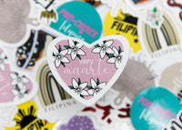 Mie Makes Very Maarte Sticker, Filipino Sticker, Pinay Sticker, Heart Sticker, Pink Heart Sticker, Sampaguita Sticker, Philippines, Waterbottle