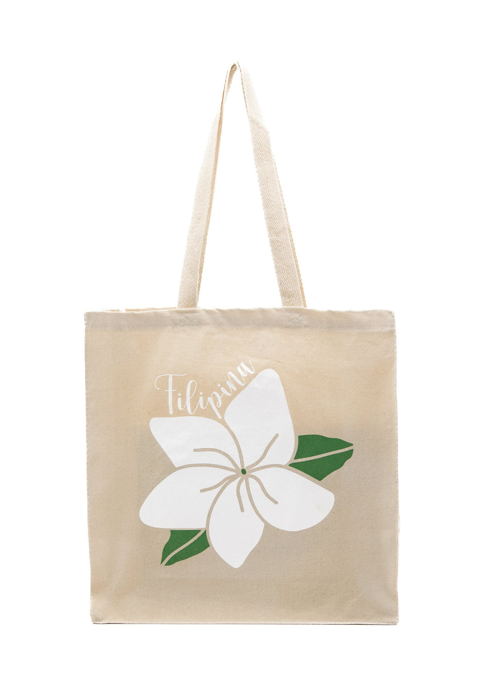 Mie Makes Sampaguita Flower Tote Bags, Filipino Tote Bags, Filipina, Shopping Bag, 14x15 Tote Bag, Tan/Sand