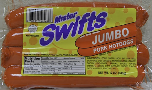 Mister Swifts Jumbo Pork Hotdogs (Red) Pampanga Brand Frozen Meats (Ships to CA ONLY)