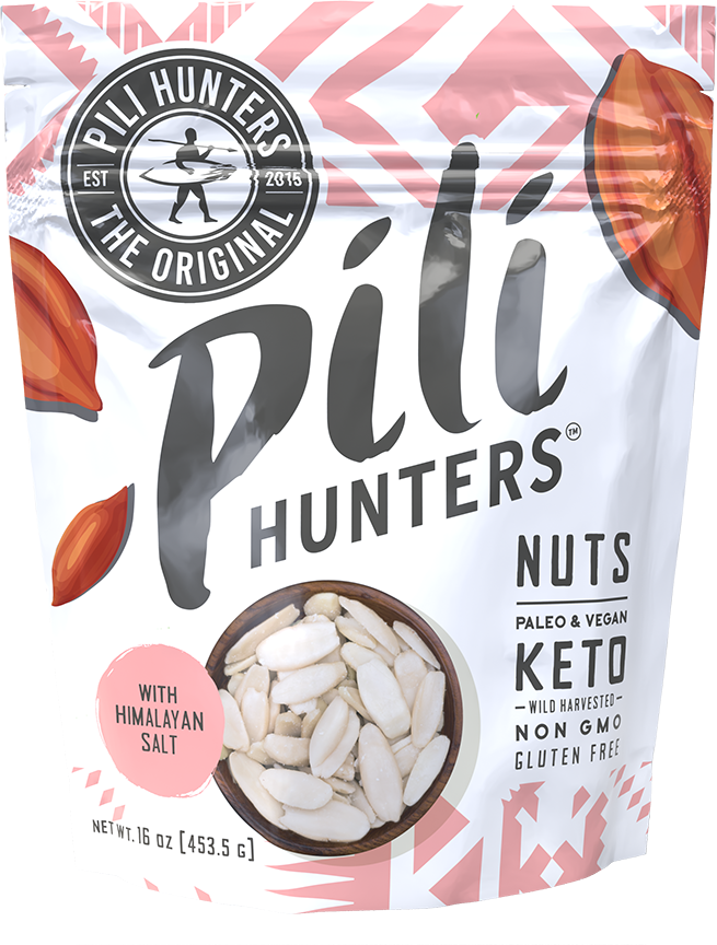 SALE 1 lb ($2.49/oz) Pili Hunters™ Sprouted Pili Nuts with PINK Himalayan Salt