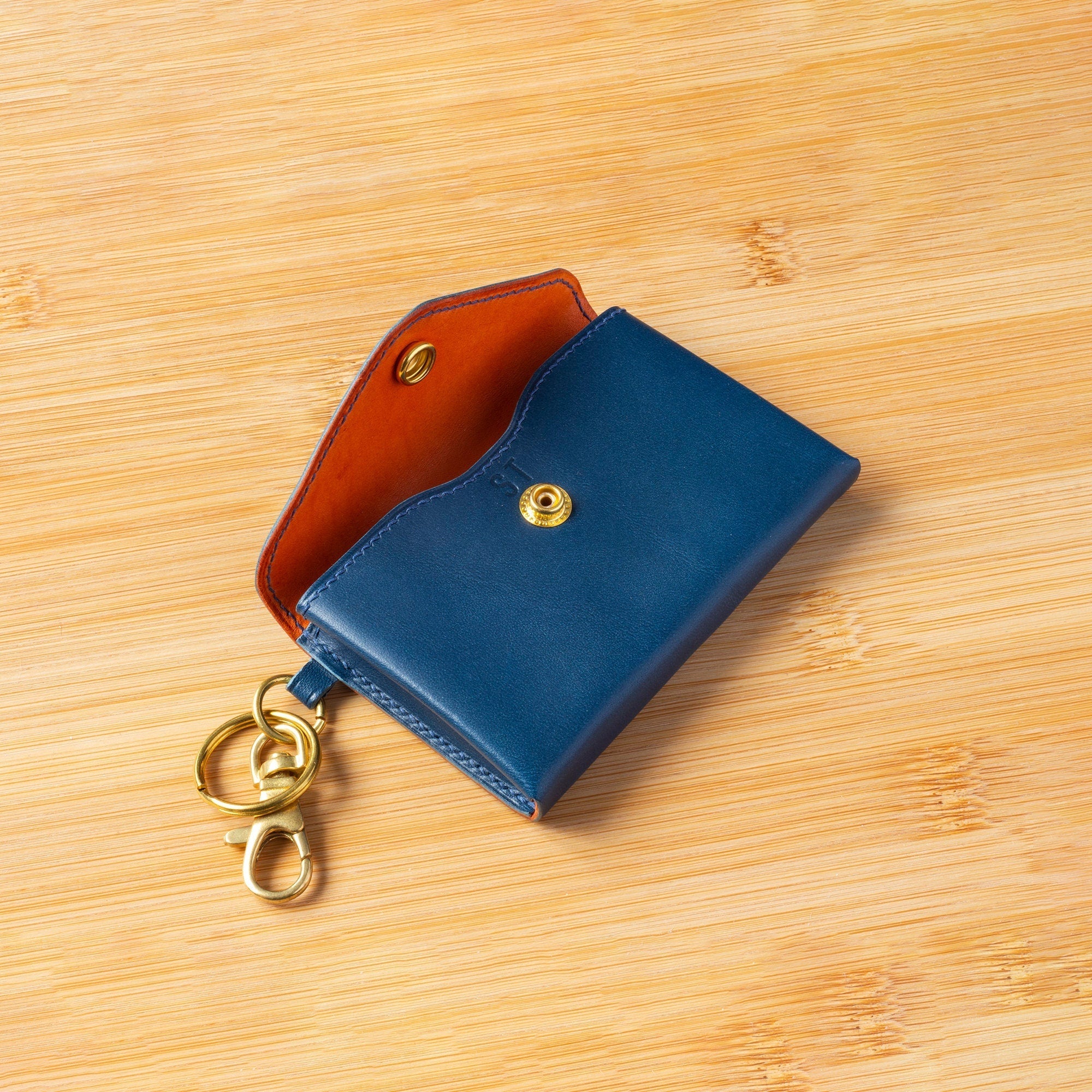 Made to Order Leather Coin, Card Pouch, Keychain, Handmade, Brass, Full Grain Leather, High Quality Leather Travel Wallet, Made in Spain