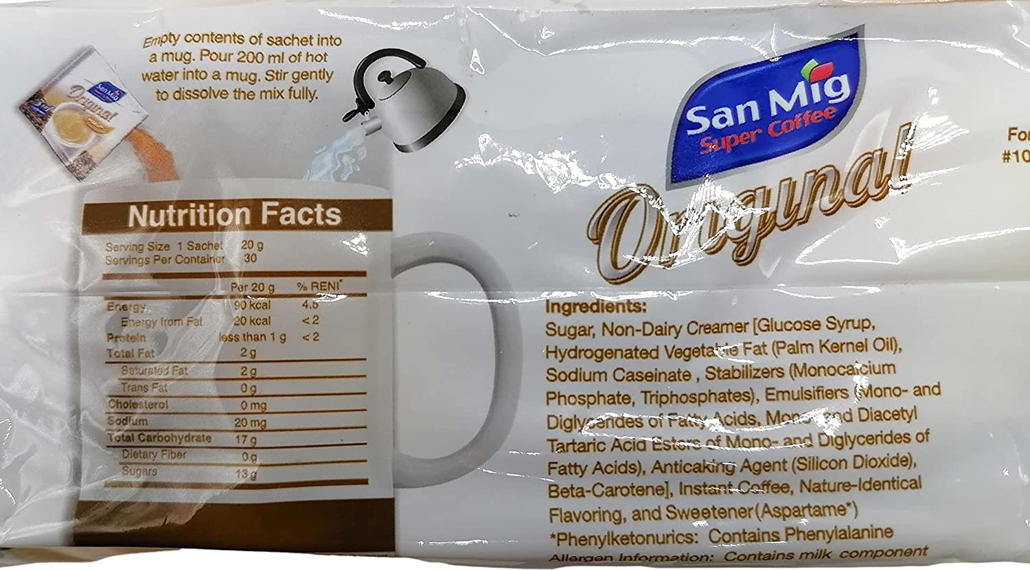 San Miguel Original Coffee 3-in-1, 30 sachets