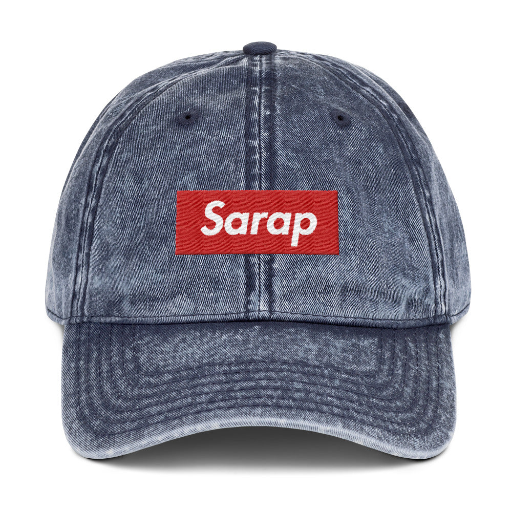 Vintage Denim Washed Dad Hat with Large Sarap Logo - Sarap Now