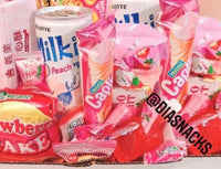 Pink/Colored Asian Snacks/ Exotic Snacks Mixed/Variety, Asian, Japanese, Korean, Worldwide, Taiwan, Ramen, Drinks, mochi
