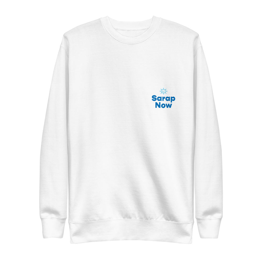 White / S Sarap Now Sun Logo Unisex Fleece Pullover