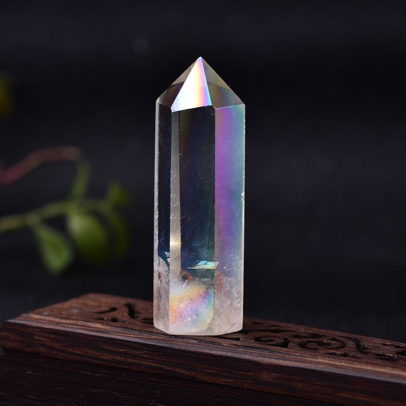 Aura Clear Quartz / 70-80mm Natural Energy Crystal Wand Point Tower 70-80mm