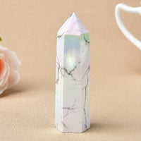Aura Howlite / 70-80mm Natural Energy Crystal Wand Point Tower 70-80mm