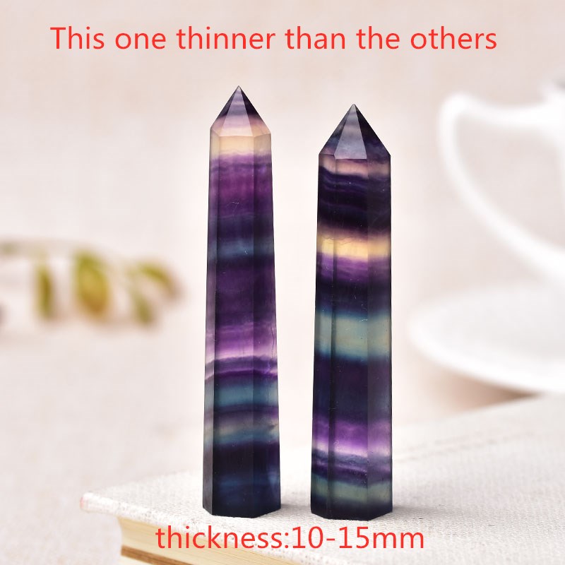 Colored Fluorite / 70-80mm Natural Energy Crystal Wand Point Tower 70-80mm