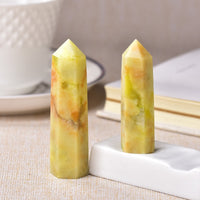 Flower Jade / 70-80mm Natural Energy Crystal Wand Point Tower 70-80mm