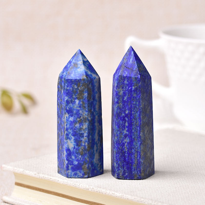 Lazuli / 70-80mm Natural Energy Crystal Wand Point Tower 70-80mm