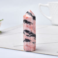 Pink Zebra / 70-80mm Natural Energy Crystal Wand Point Tower 70-80mm