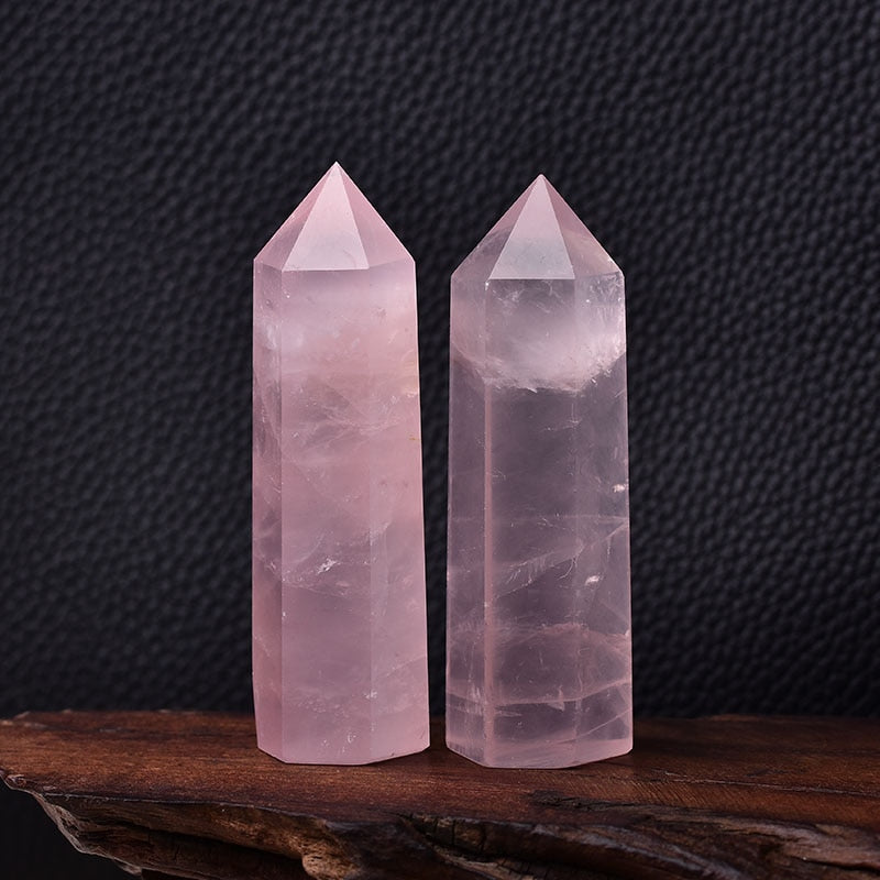Rose Quartz / 70-80mm Natural Energy Crystal Wand Point Tower 70-80mm
